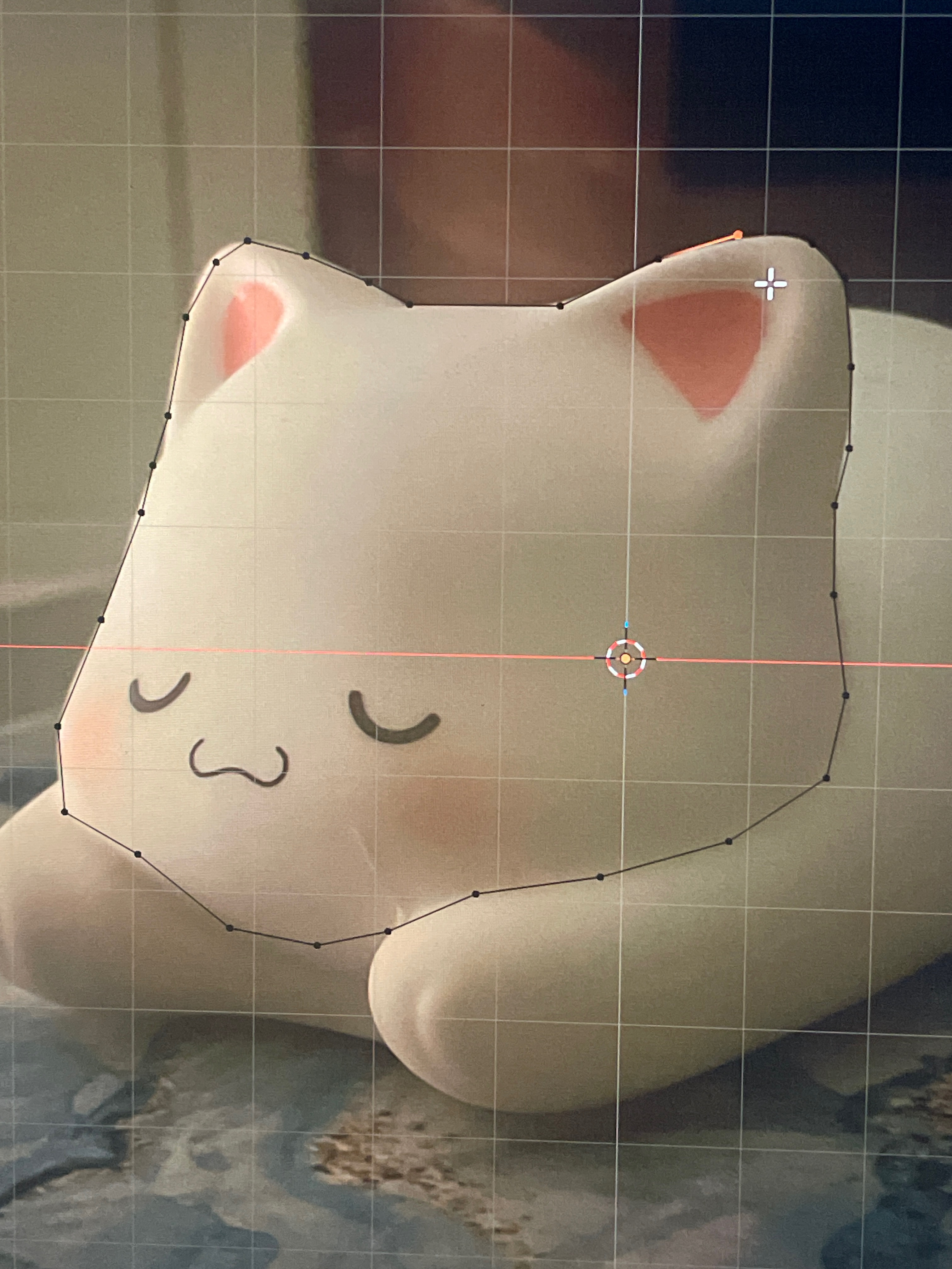 Mesh Tracing Cat Photo in Blender - Process Testing